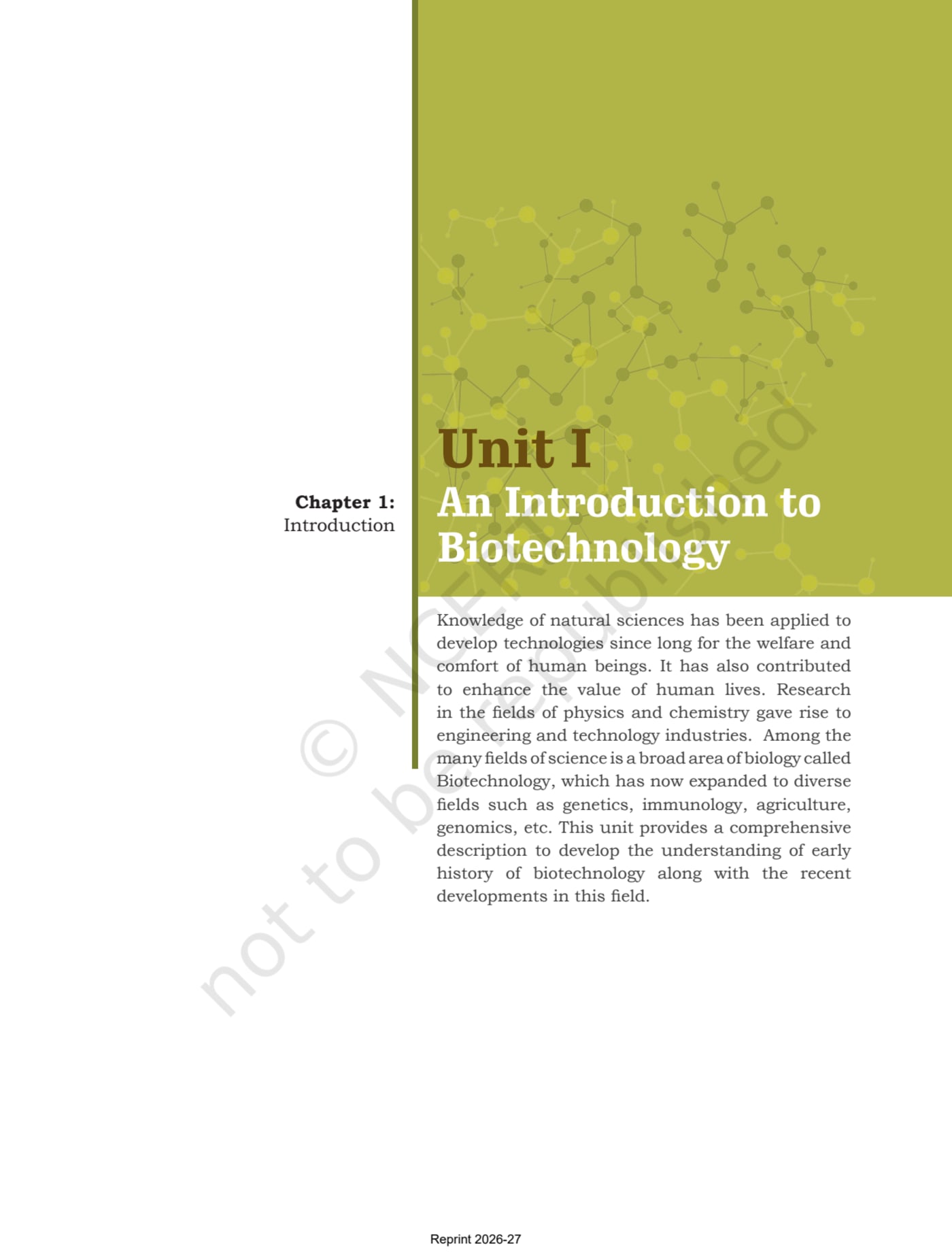 Biotechnology NCERT 11th - Chapter 1 page 1