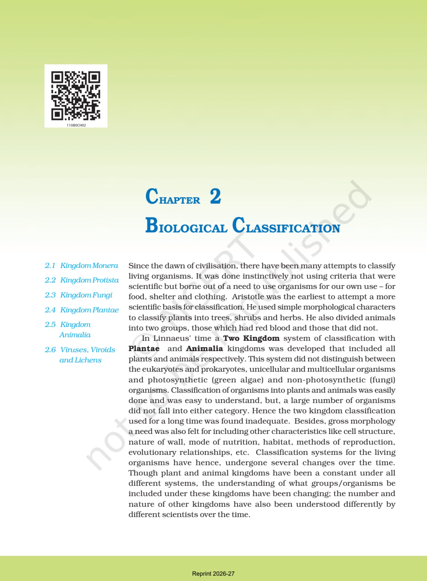 Biology ncert 11th - Chapter 2 page 1
