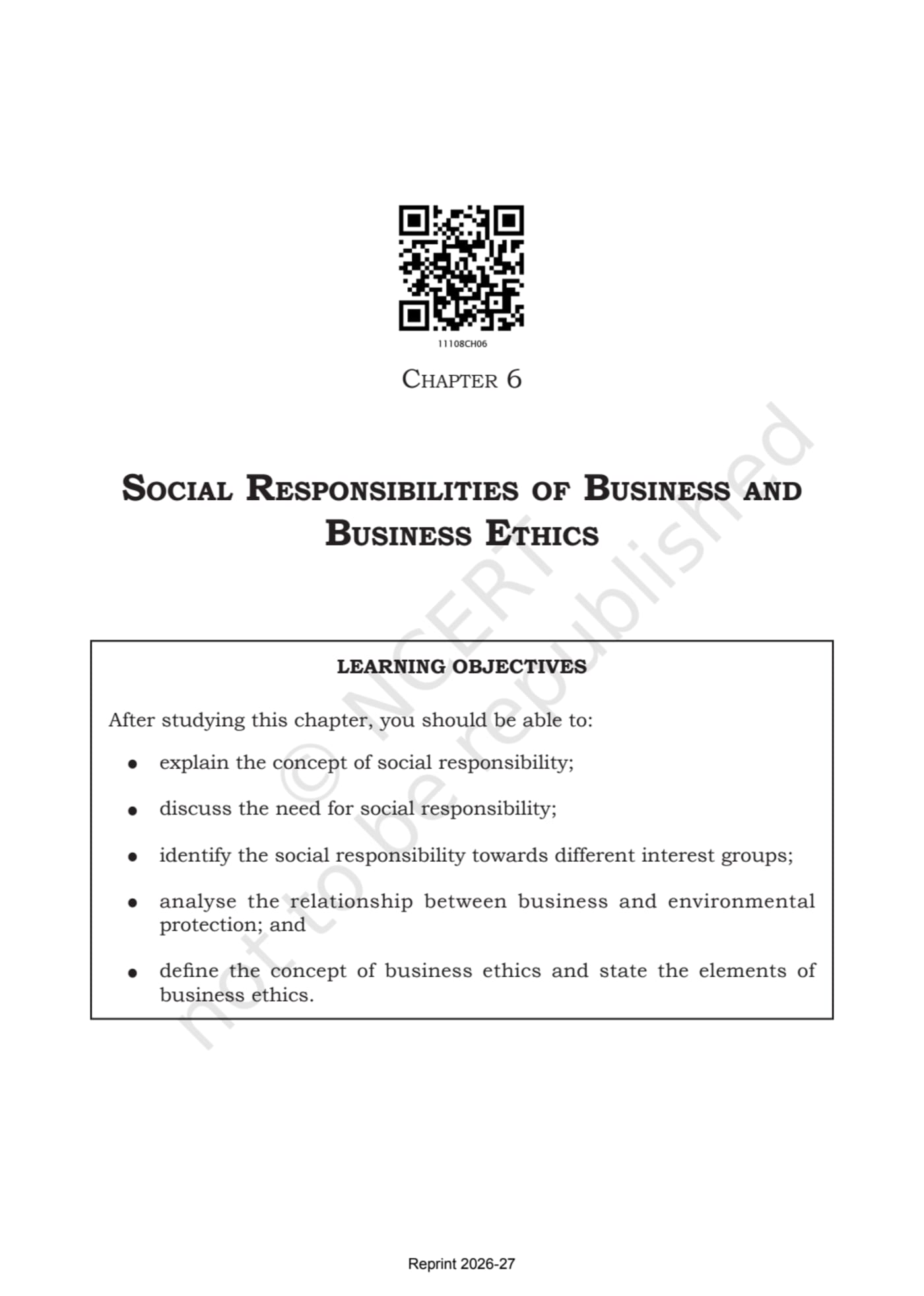 Business Studies NCERT 11th - Chapter 6 page 1