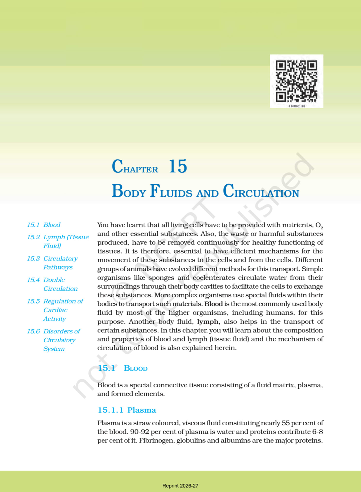 Biology ncert 11th - Chapter 15 page 1