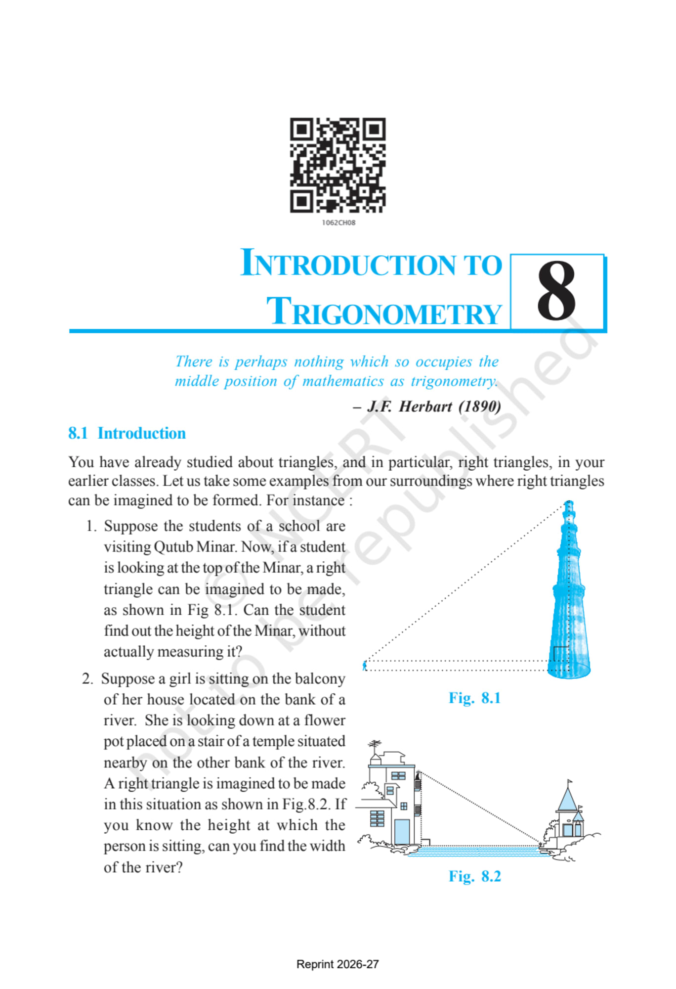 Mathematics NCERT 10th - Chapter 8 page 1
