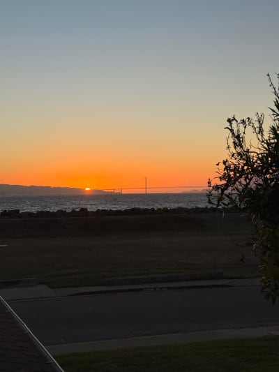 Golden Gate Bridge at Sunset: Treasure Island Perspective
