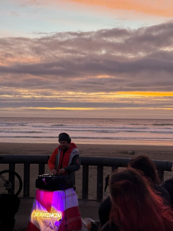 Ocean Beach sunset DJ popup
