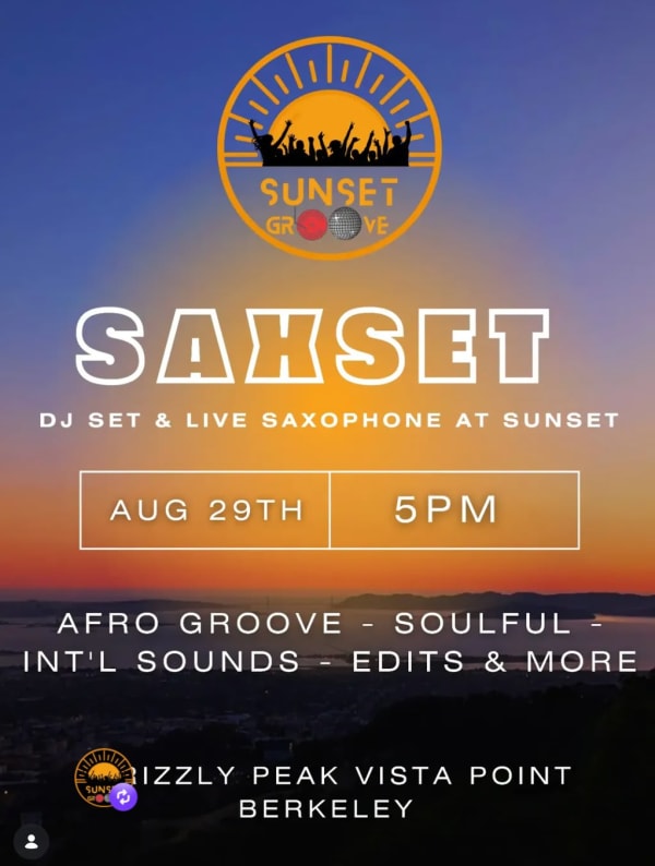 DJ set at Grizzly Peak and live saxophone