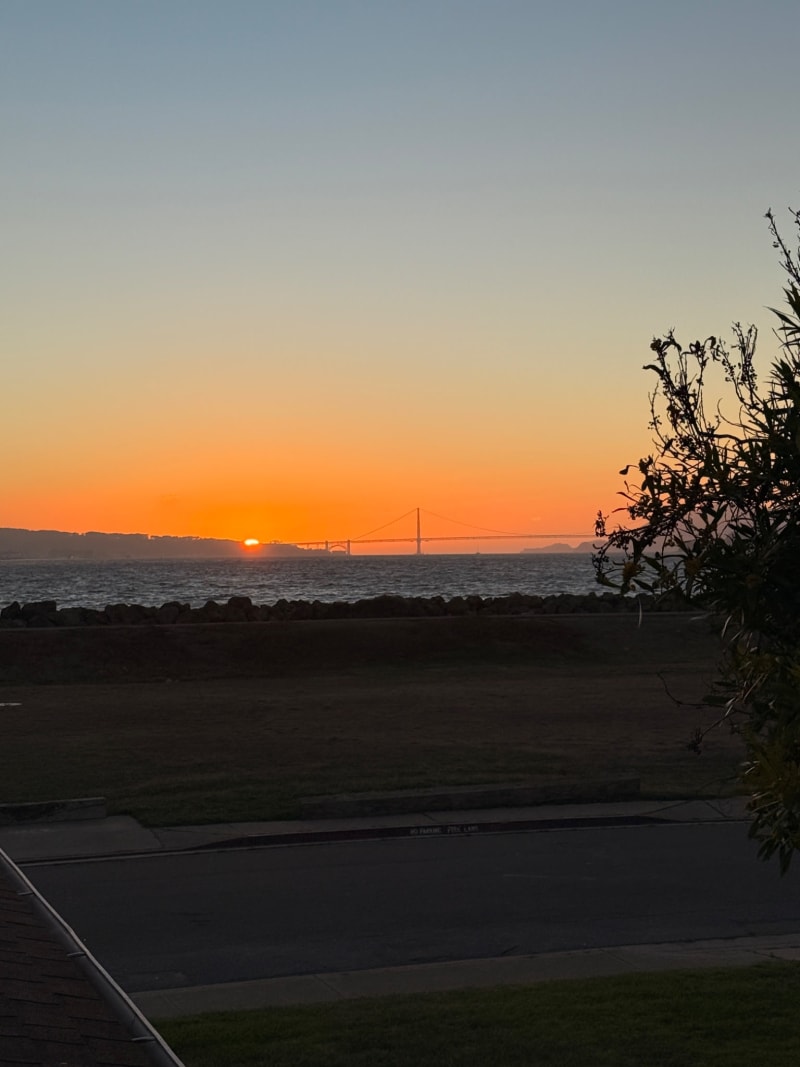 Golden Gate Bridge at Sunset: Treasure Island Perspective