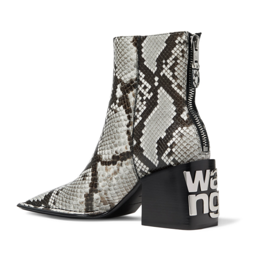 Alexander Wang Grey Lizard Embossed Leather and Suede Devon Graphic Ankle  Boots Size 39 Alexander Wang