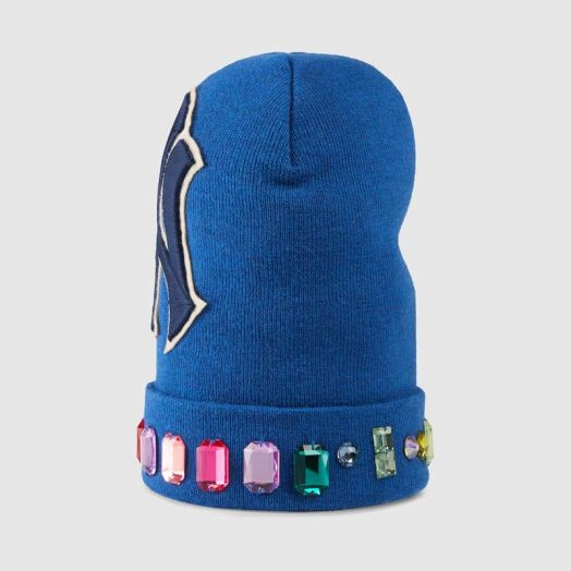 Gucci Blue Crystal NY Yankees Edition Wool Beanie