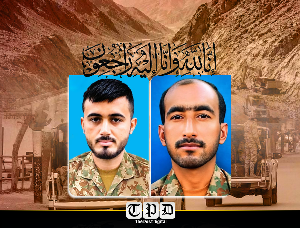 بلوچستان میں قومی شاہراہ N-25 پر دہشت گردوں کے گھات لگا کر کیے گئے حملے کے دوران پاک فوج کے دو بہادر سپاہی شہید ہوگئے۔