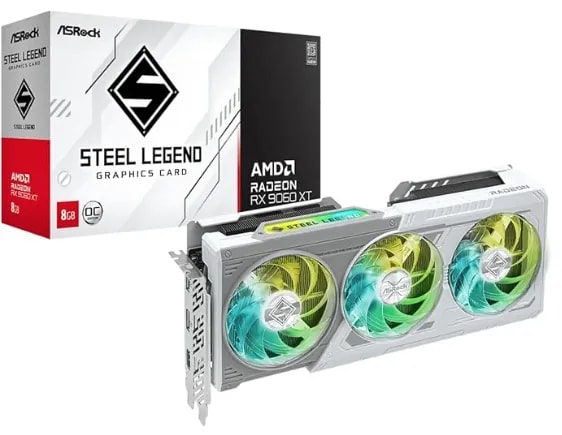 GRAFICA RADEON RX 9060XT 8GB GDDR6 BLANCA ASROCK STEEL 3320 MHZ BOOST — GRAFICA en Pasto, Nariño