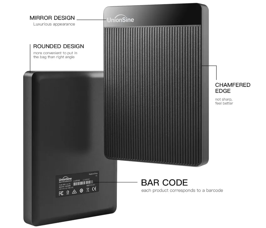 DISCO EXTERNO UNIONSINE PORTÁTIL ULTRADELGADO DE 320 GB — DISCO EXTERNO en Pasto, Nariño