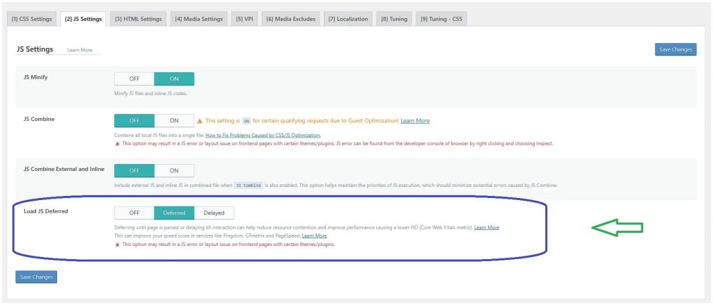 fix INP in WordPress litespeed cache js deferred settings