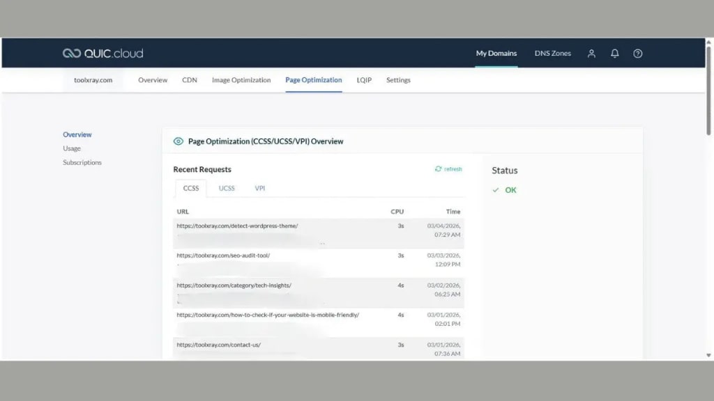 quic.cloud unique css wordpress speed optimization