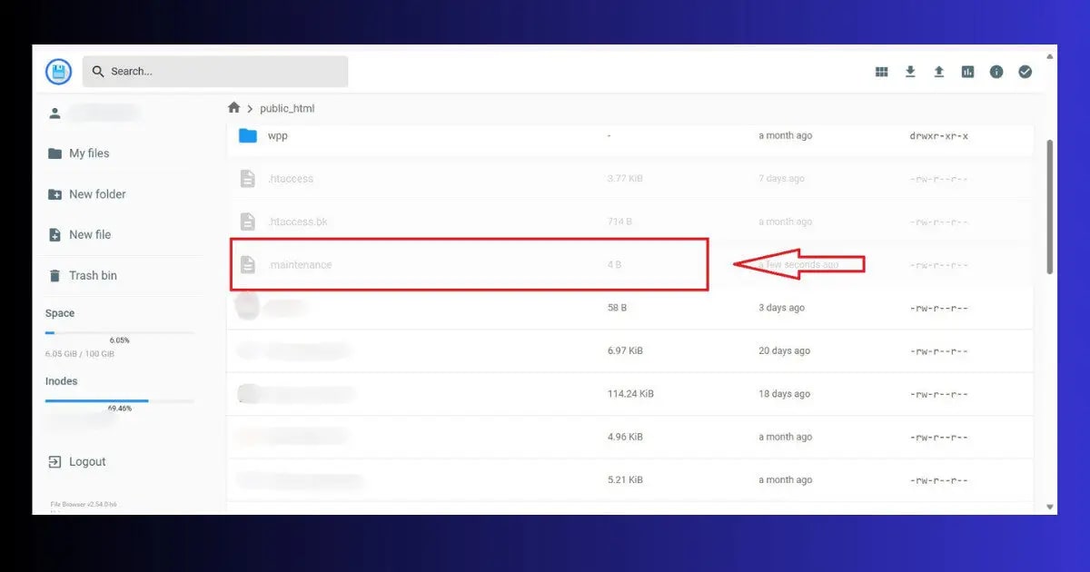 cpanel file manager public_html maintenance file wordpress stuck in maintenance mode fix