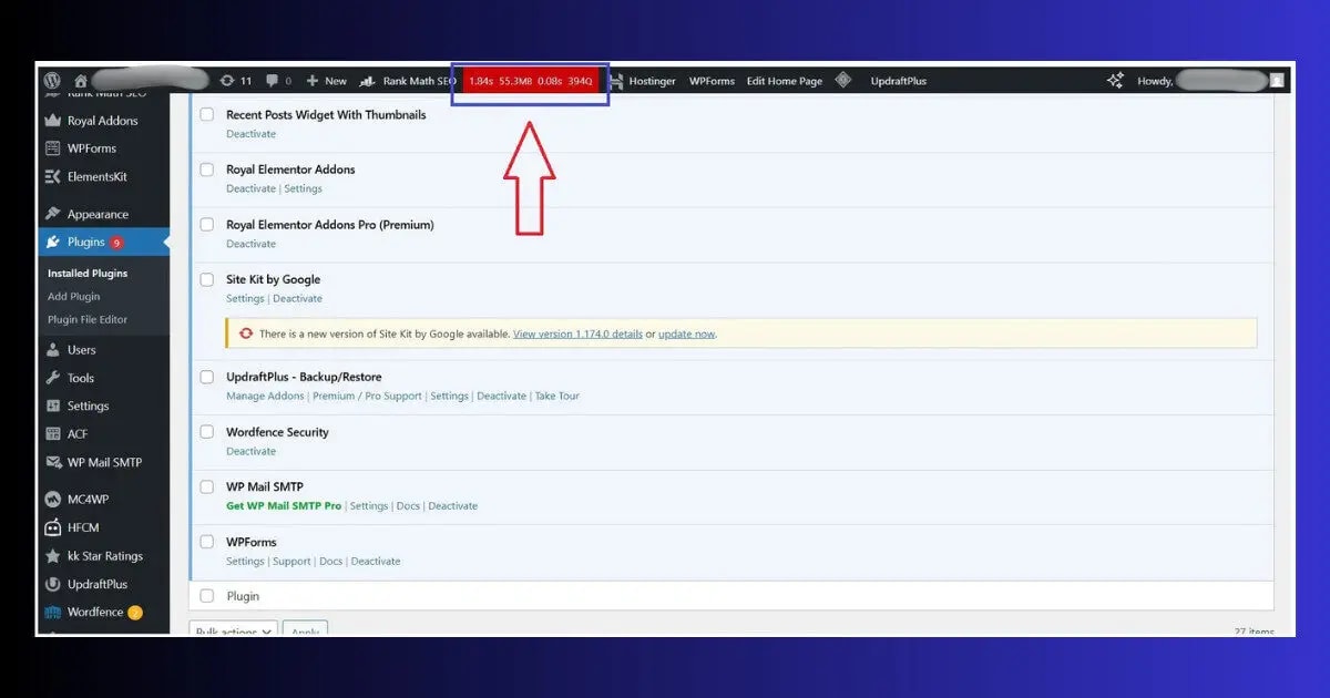 query monitor plugin showing memory usage per page memory limit debugging