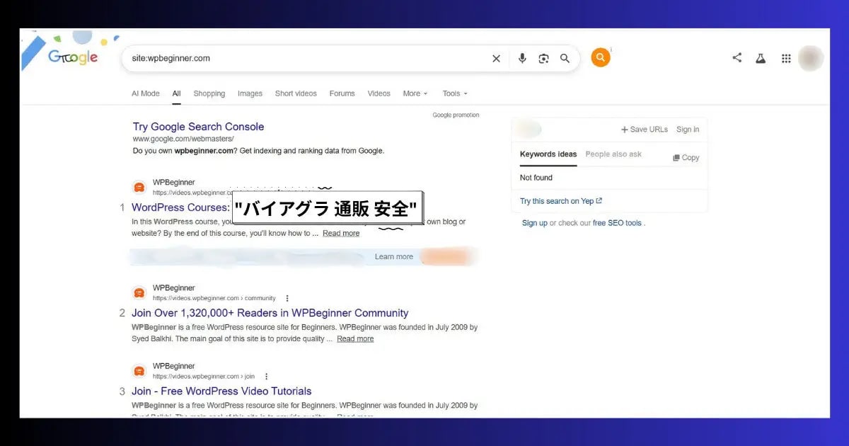 site domain search google showing japanese spam pages wordpress hacked seo spam