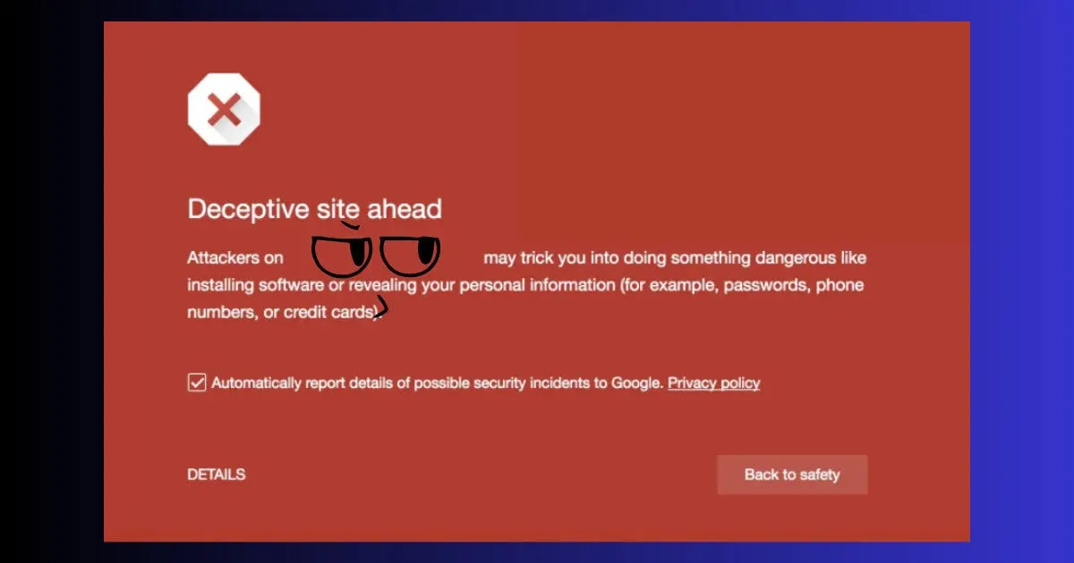 Google Chrome red warning — Deceptive site ahead google chrome deceptive site warning wordpress site hacked