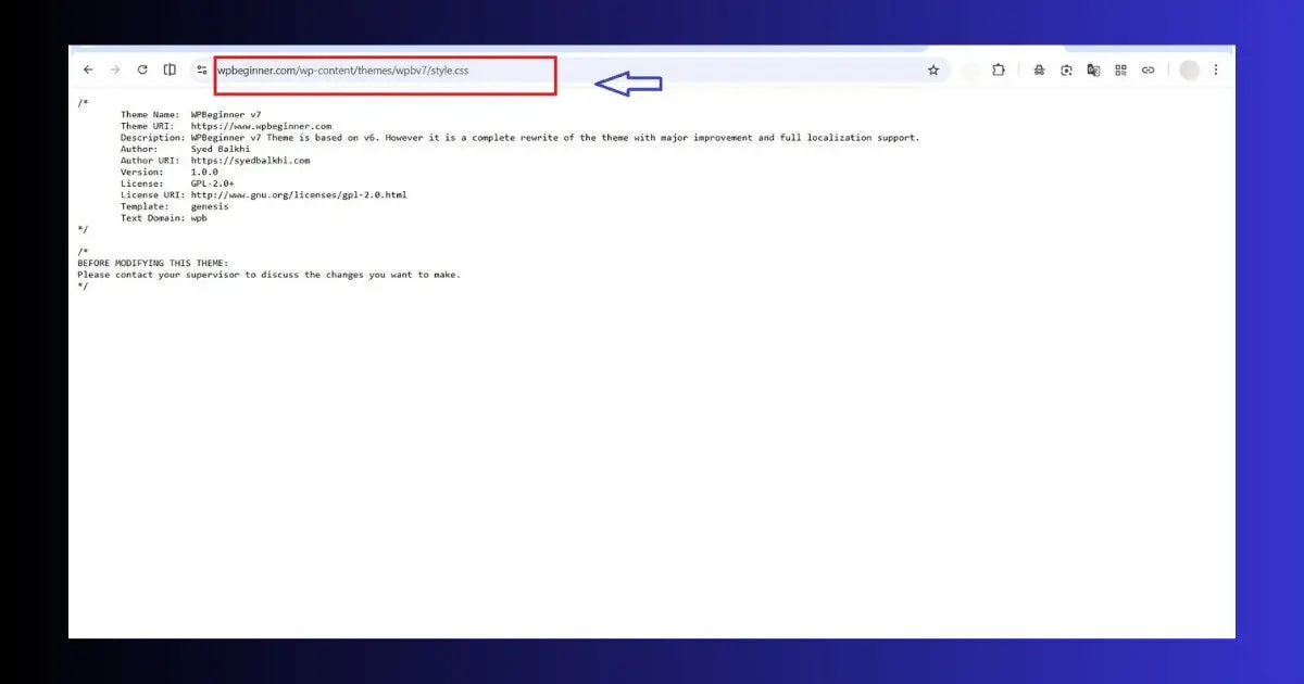style.css wordpress theme file showing theme name version author details
