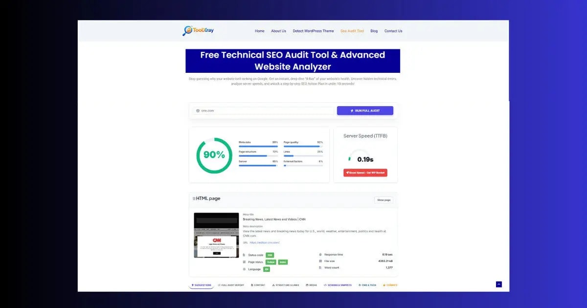 toolxray seo audit tool results mobile core web vitals how to check website mobile friendly