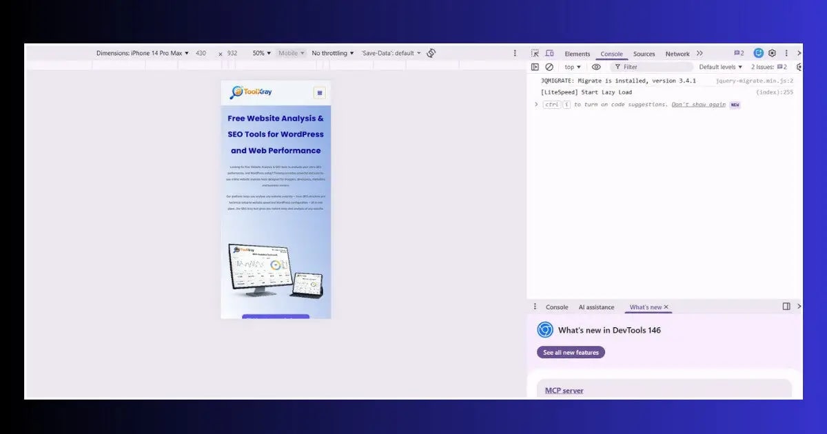 chrome devtools mobile toggle responsive design mode how to check website mobile friendly