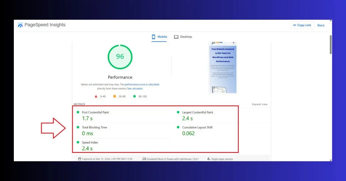 pagespeed insights core web vitals lcp inp cls score technical seo beginners