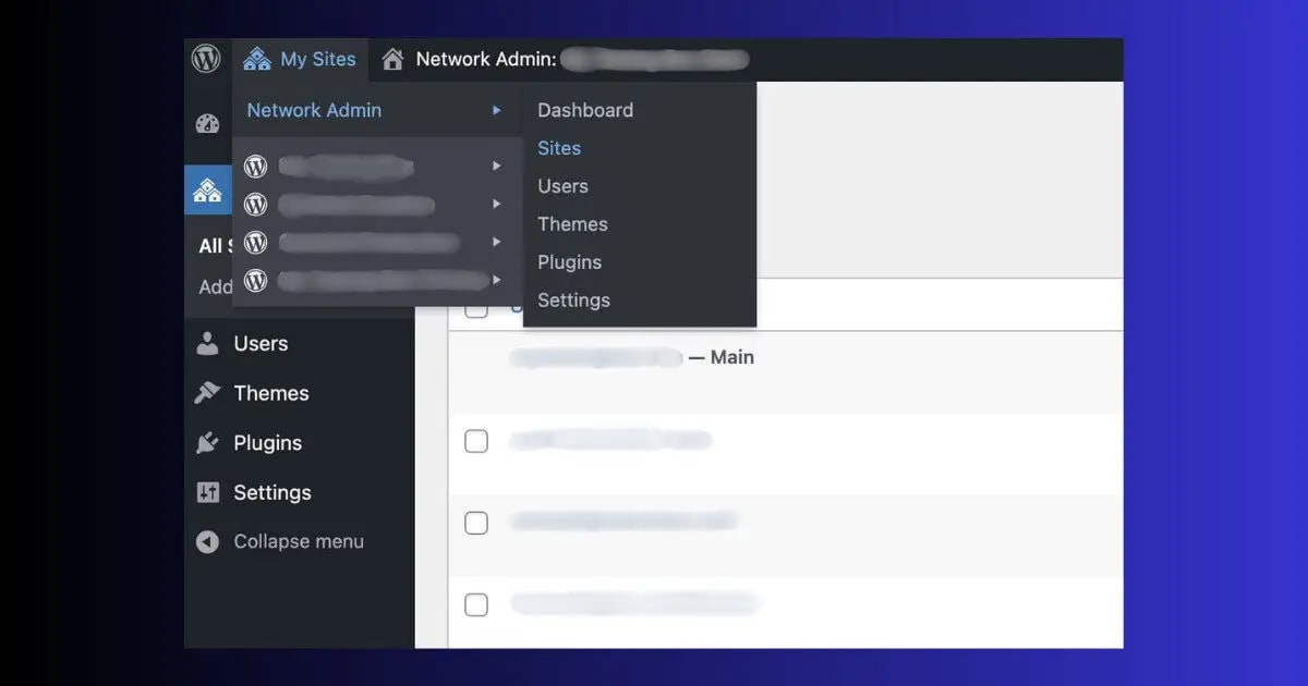 My Sites menu — the installation active this setup my sites menu network admin toolbar setup complete