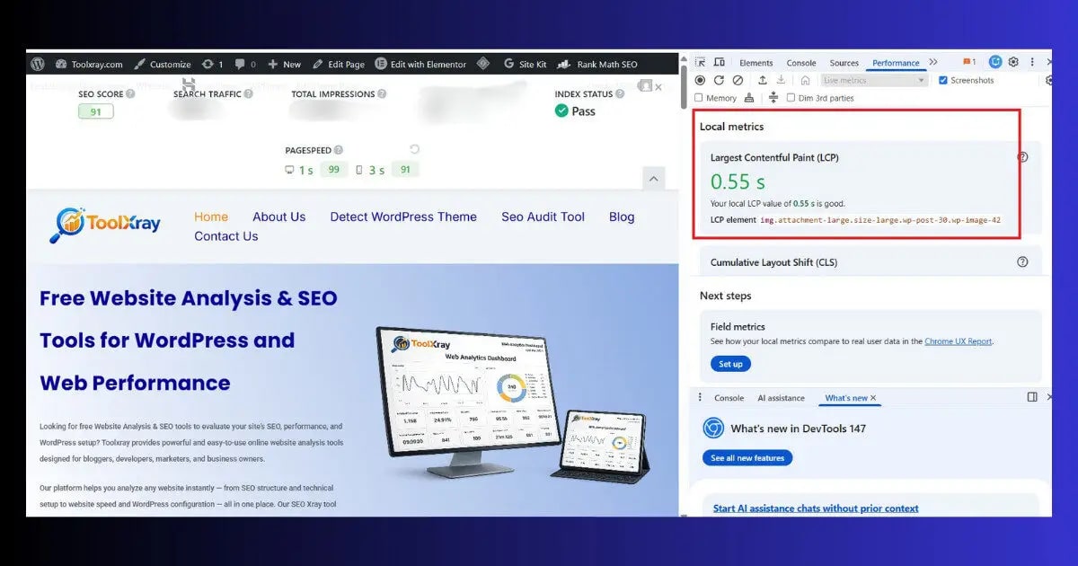 Chrome DevTools Performance — Layout Shift events — WordPress CLS fix chrome devtools performance tab layout shift wordpress cls diagnostic timeline