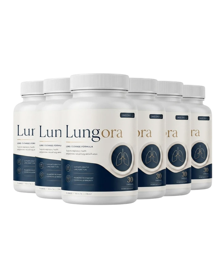 Three bottles of Lungora daily wellness supplement