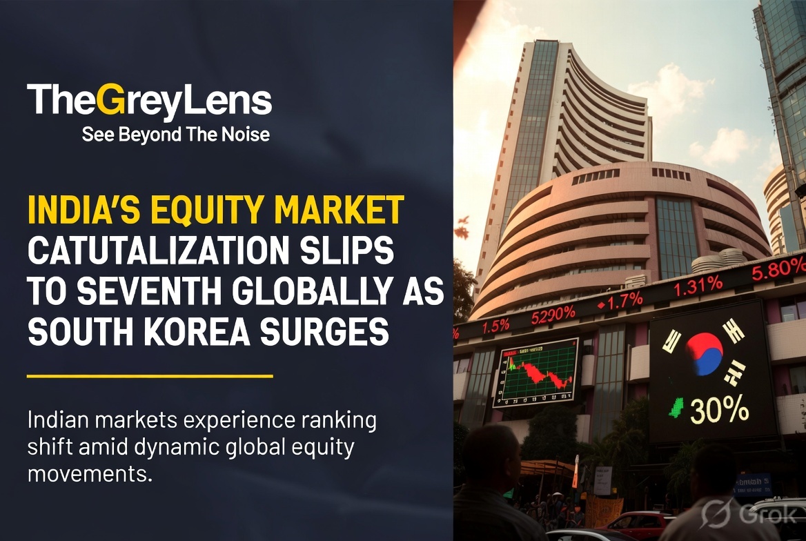 India's Equity Market Capitalization Slips to Seventh Globally as South Korea Surges