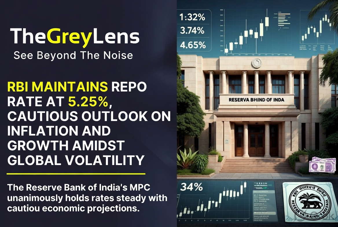 RBI Maintains Repo Rate at 5.25%, Cautious Outlook on Inflation and Growth Amidst Global Volatility