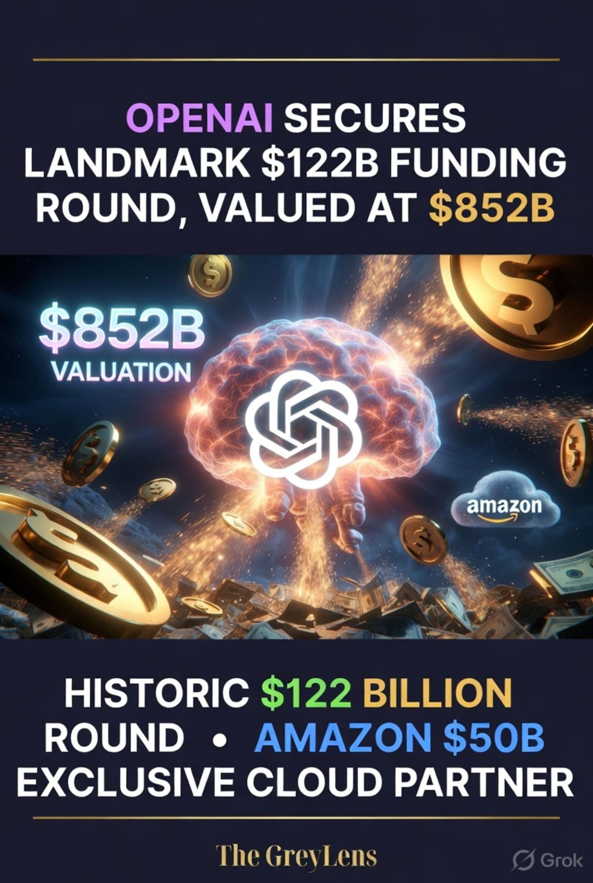 OpenAI Secures Landmark $122B Funding Round, Valued at $852B