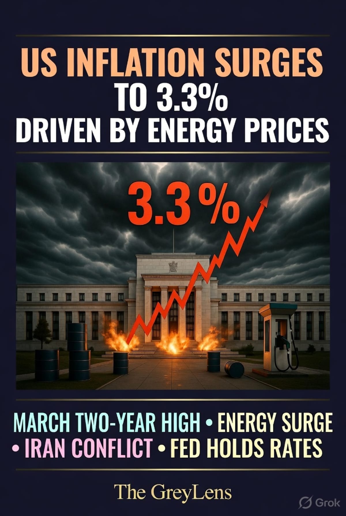 US Inflation Surges to 3.3%, Driven by Energy Prices