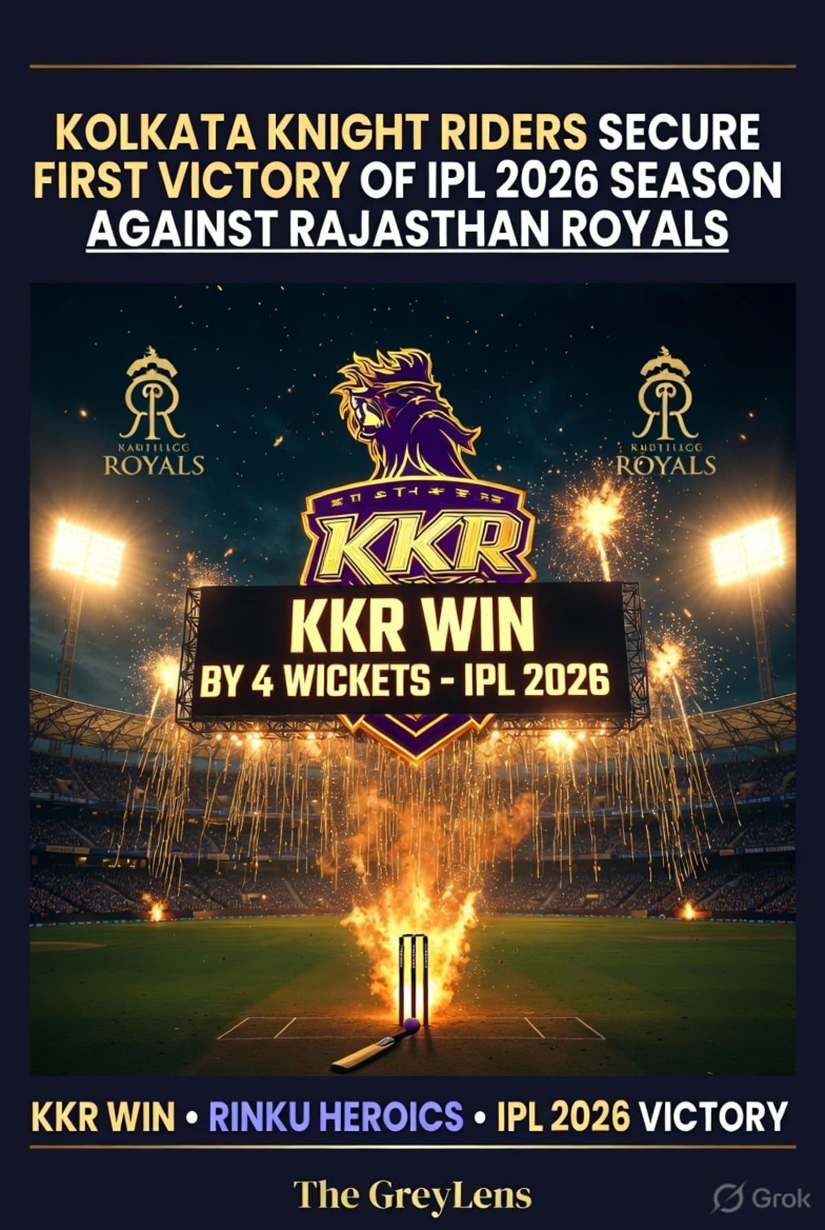 Kolkata Knight Riders Secure First Victory of IPL 2026 Season Against Rajasthan Royals