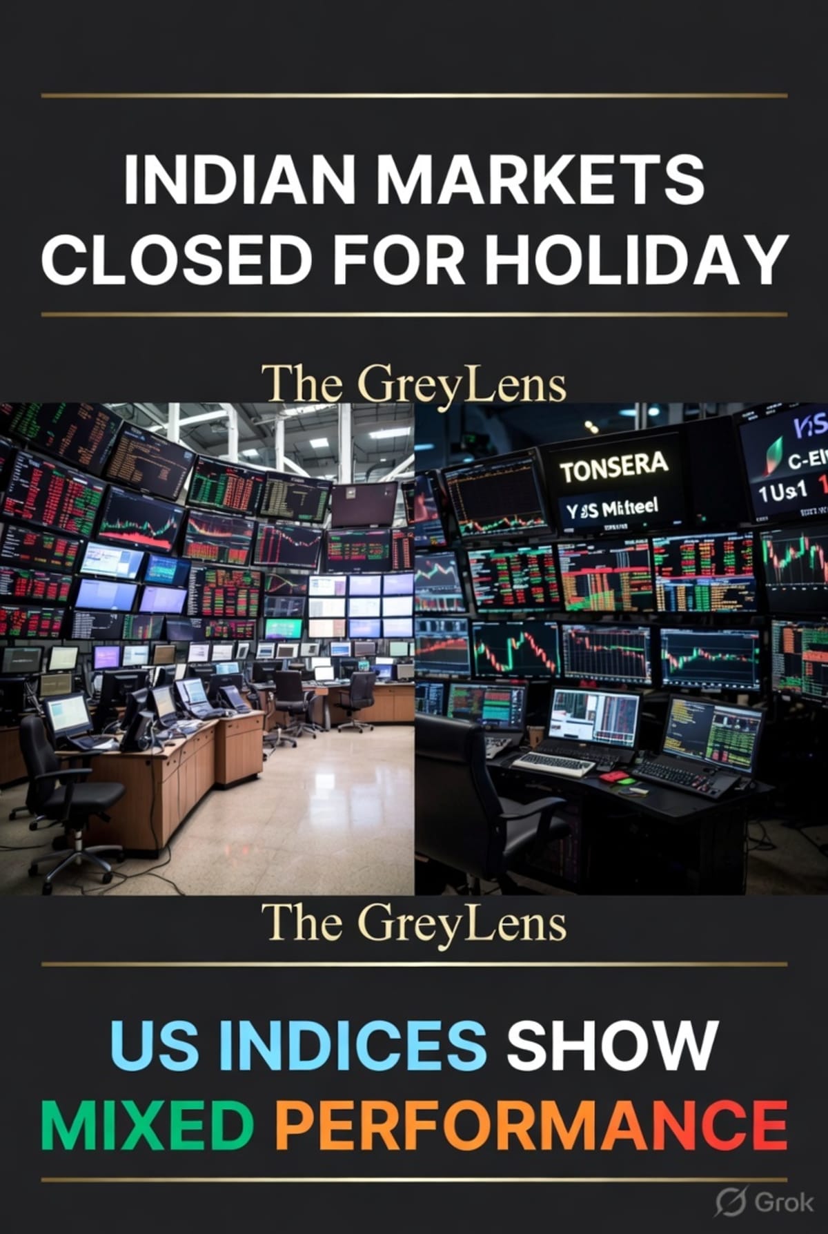 Indian Markets Closed for Holiday, US Indices Show Mixed Performance