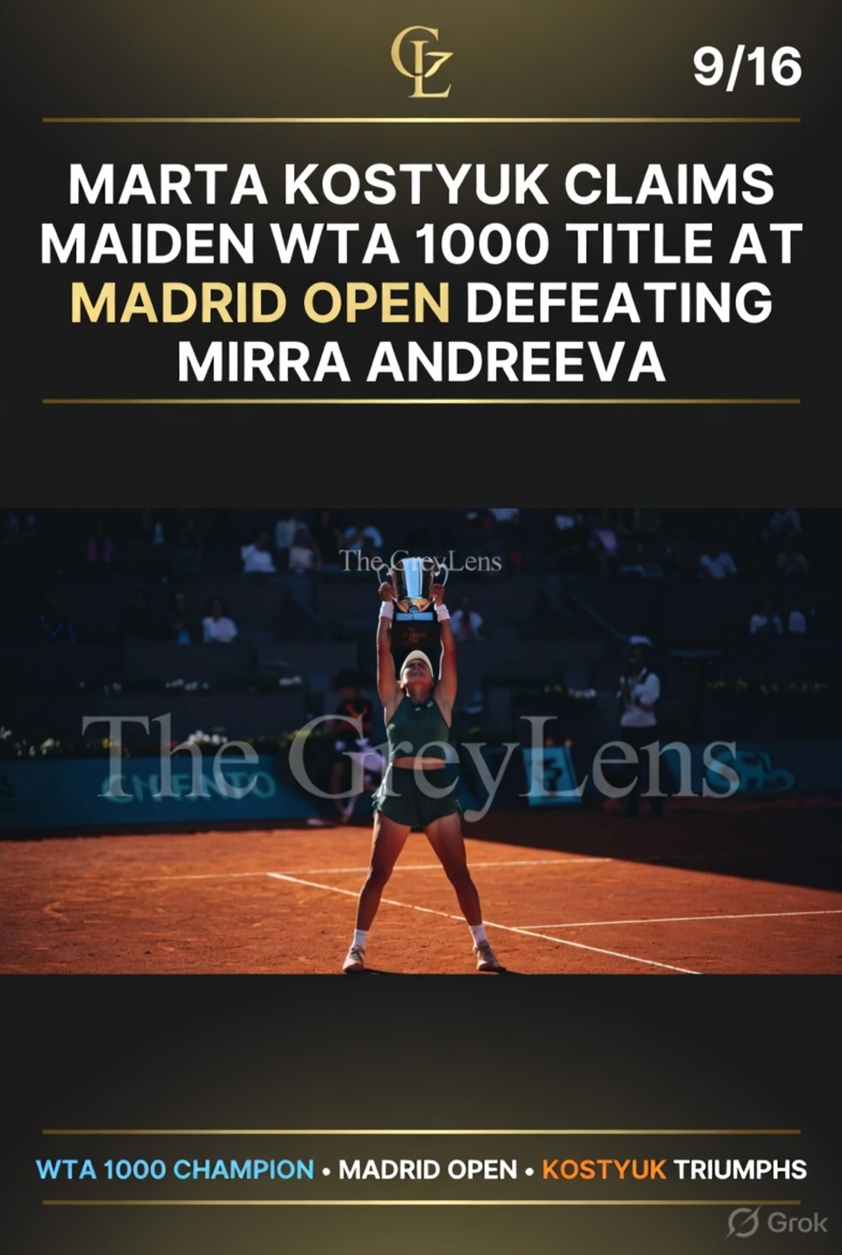 Marta Kostyuk Claims Maiden WTA 1000 Title at Madrid Open, Defeating Mirra Andreeva