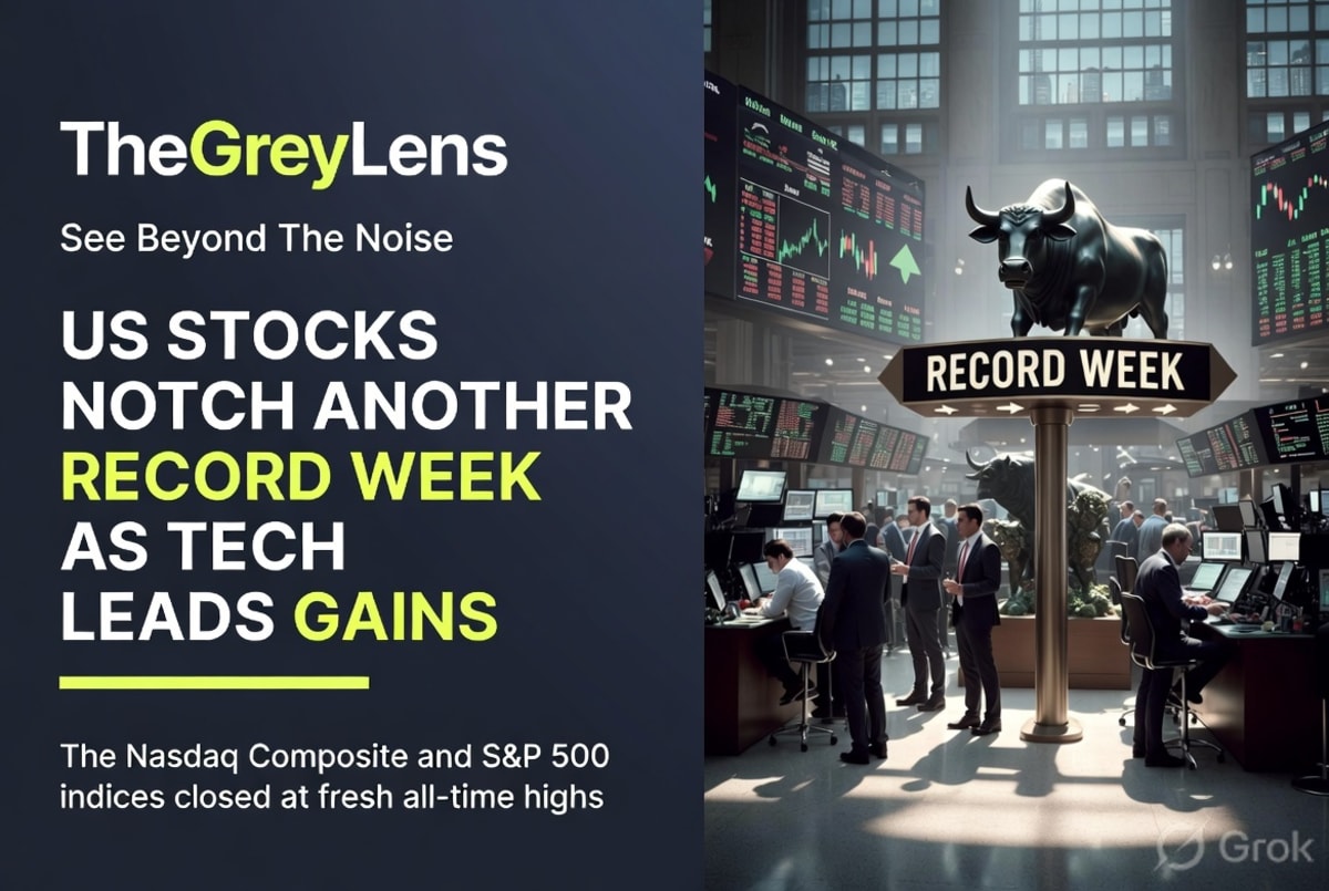 US Stocks Notch Another Record Week as Tech Leads Gains
