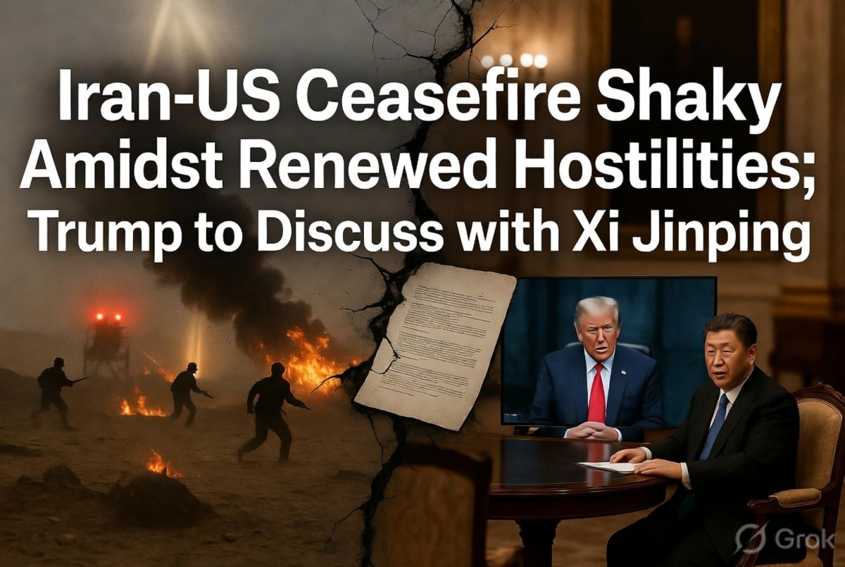 Iran-US Ceasefire Shaky Amidst Renewed Hostilities; Trump to Discuss with Xi Jinping