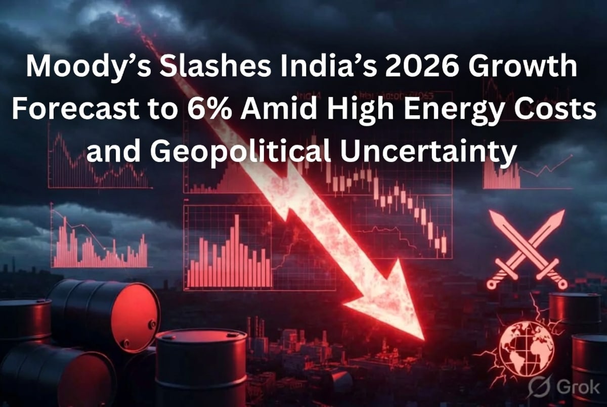 Moody's Slashes India's 2026 Growth Forecast to 6% Amid High Energy Costs and Geopolitical Uncertainty