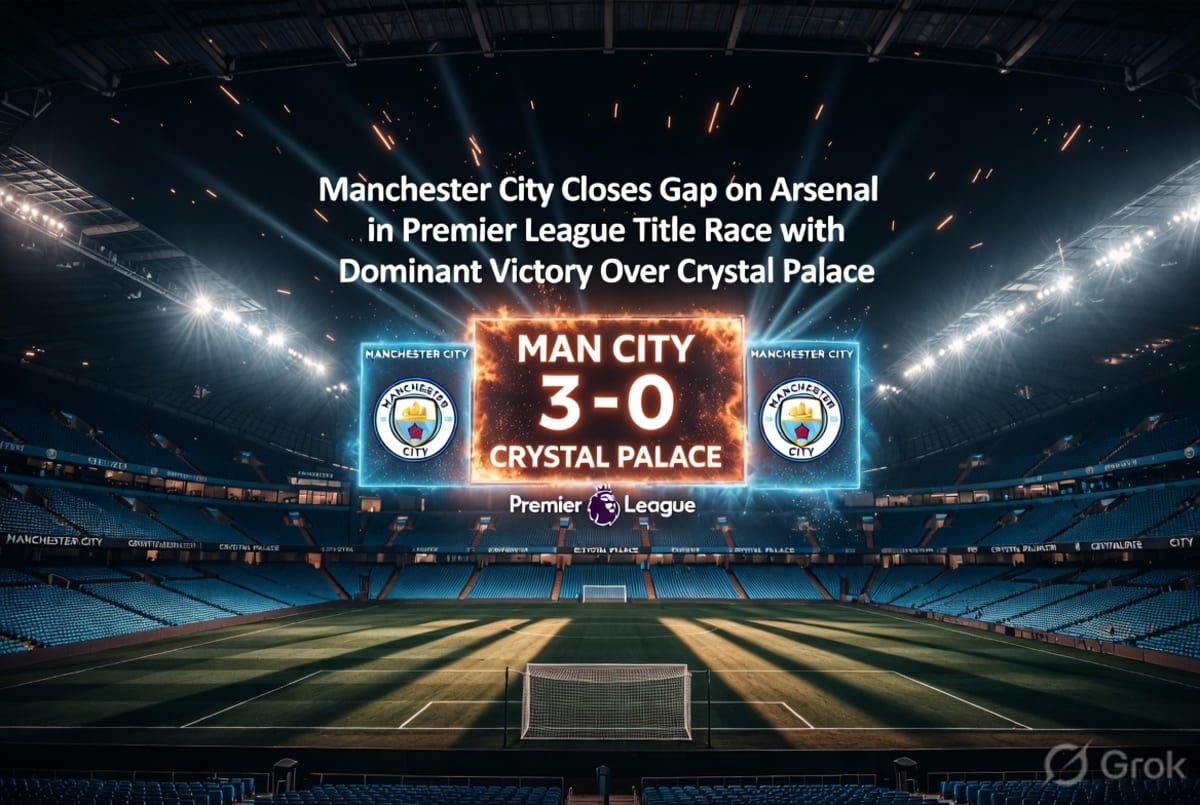 Manchester City Closes Gap on Arsenal in Premier League Title Race with Dominant Victory Over Crystal Palace