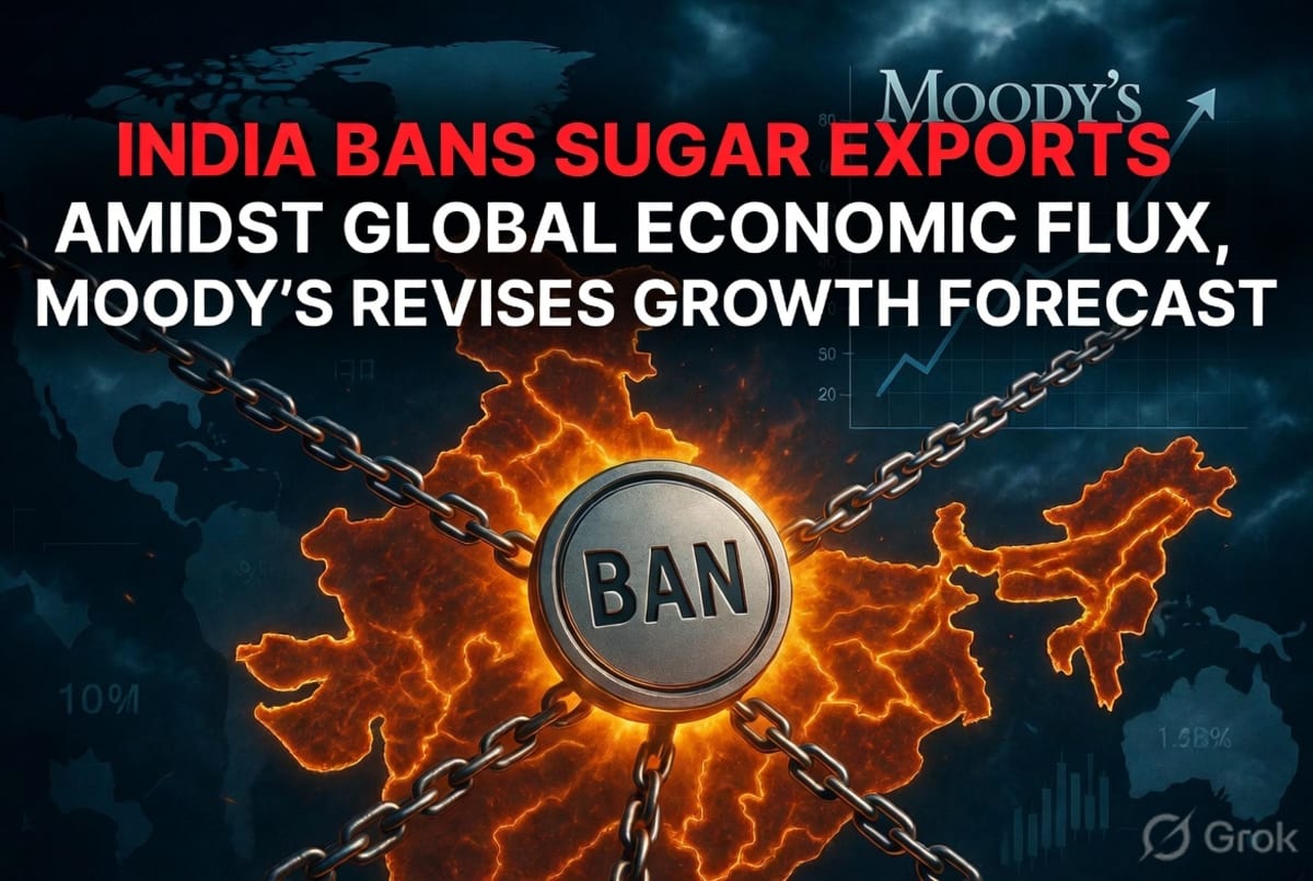 India Bans Sugar Exports Amidst Global Economic Flux, Moody's Revises Growth Forecast