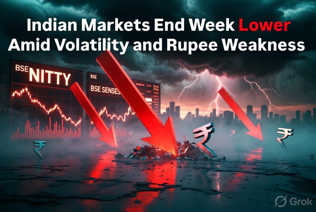 Indian Markets End Week Lower Amid Volatility and Rupee Weakness