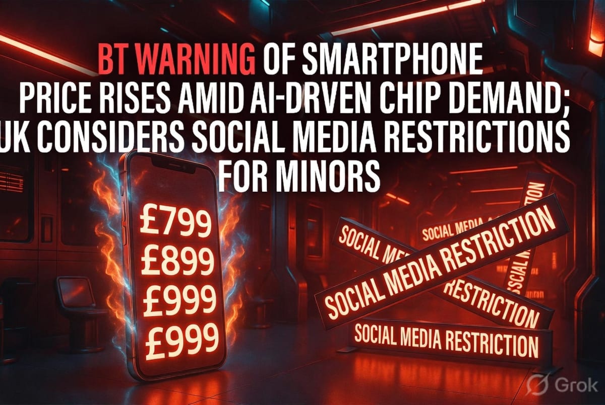 BT Warns of Smartphone Price Rises Amidst AI-Driven Chip Demand; UK Considers Social Media Restrictions for Minors