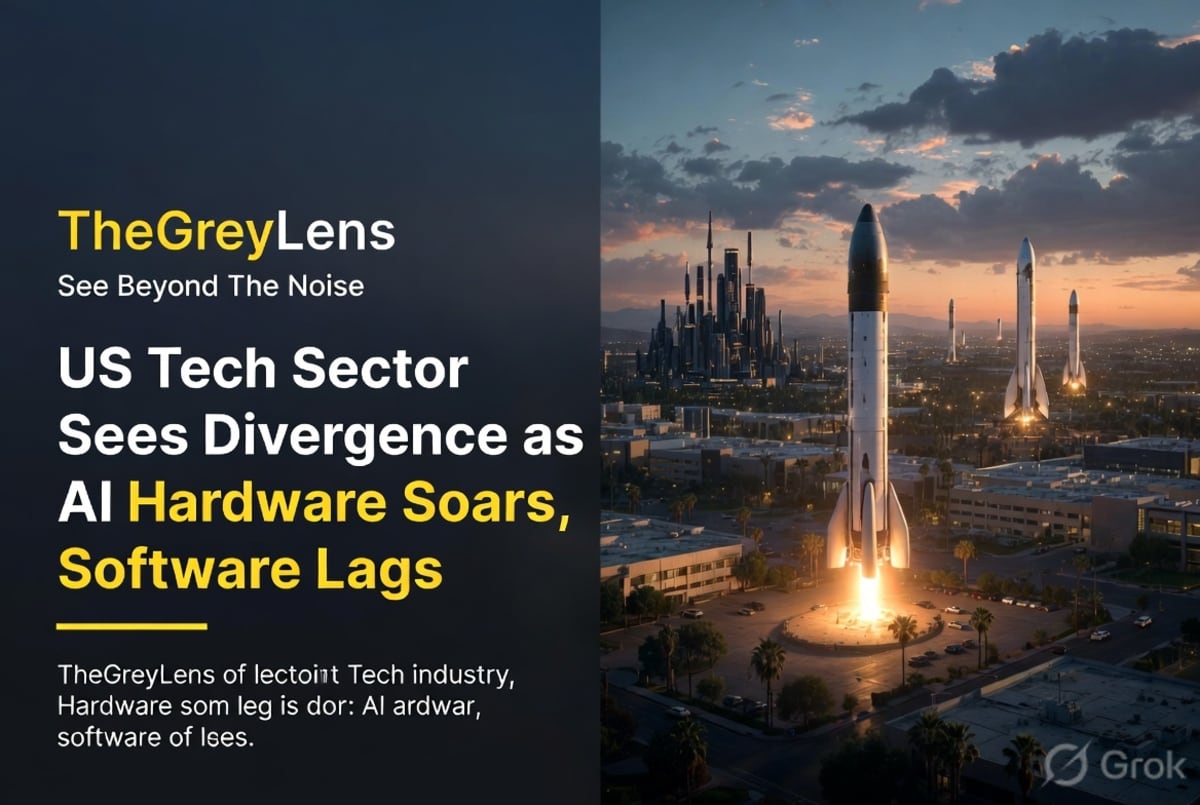 US Tech Sector Sees Divergence as AI Hardware Soars, Software Lags