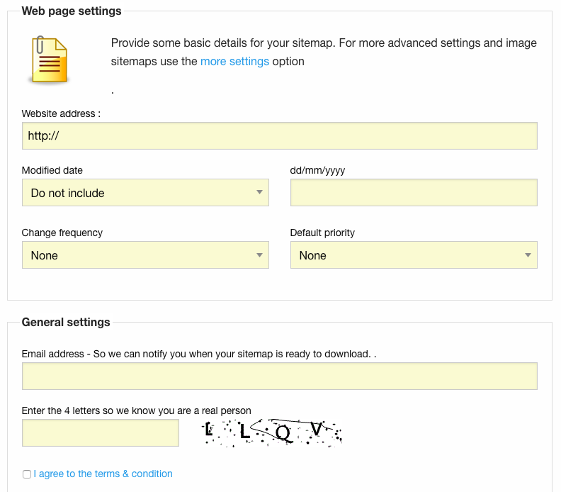 xml sitemap generator step1