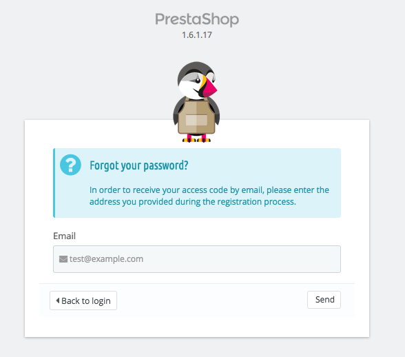 reset password prestashop