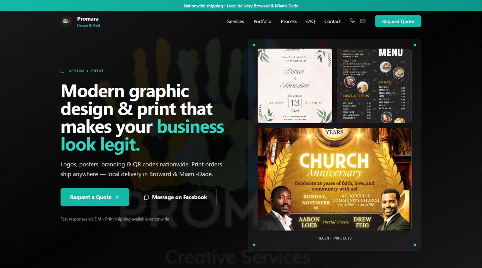 Promara Design & Print concept website preview