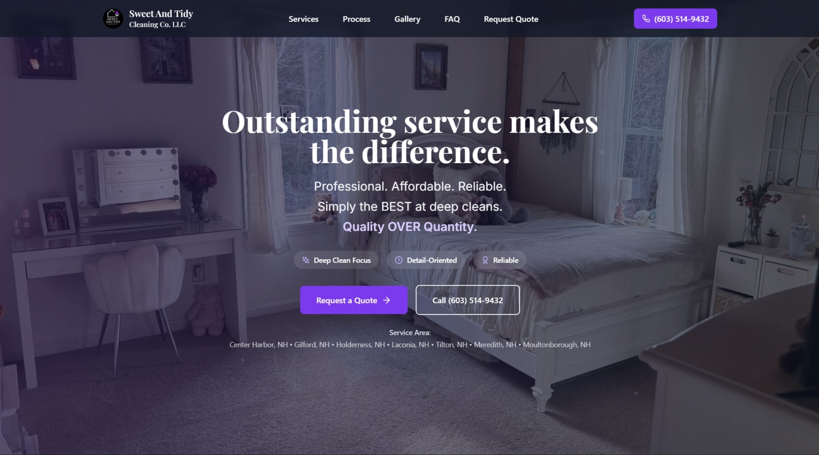 Sweet & Tidy Cleaning concept website preview