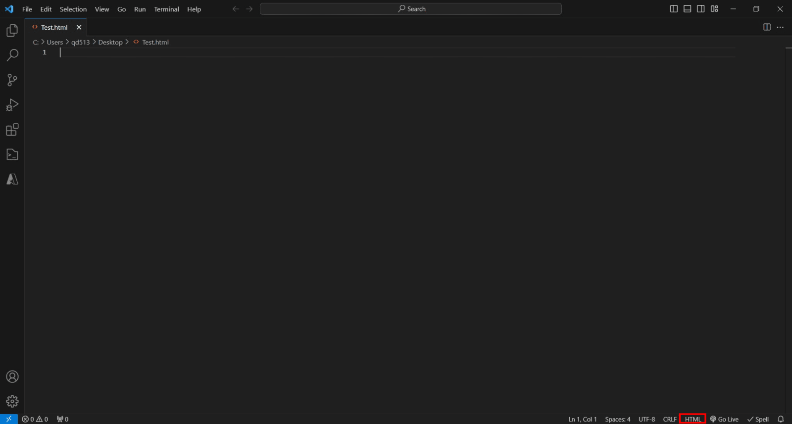 Vscode確認右下角顯示HTML