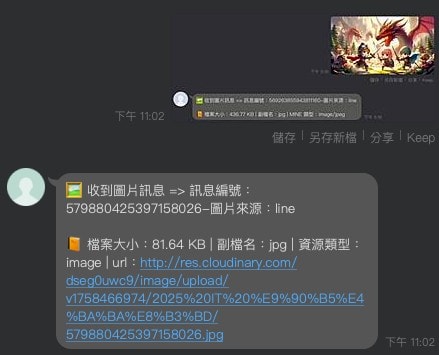 Line 模擬上傳的訊息畫面