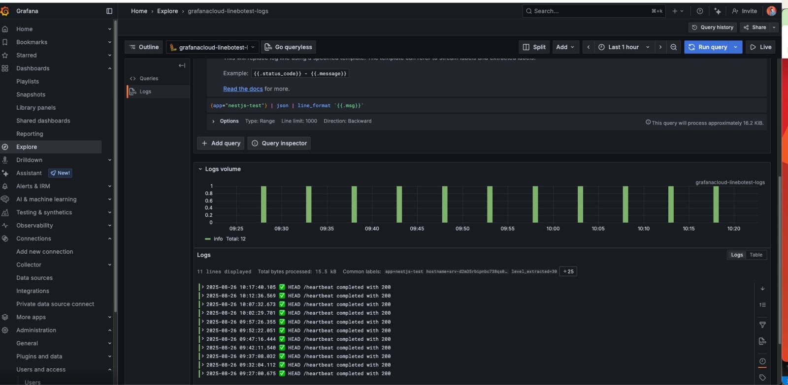 Grafana Loki 心跳檢測紀錄