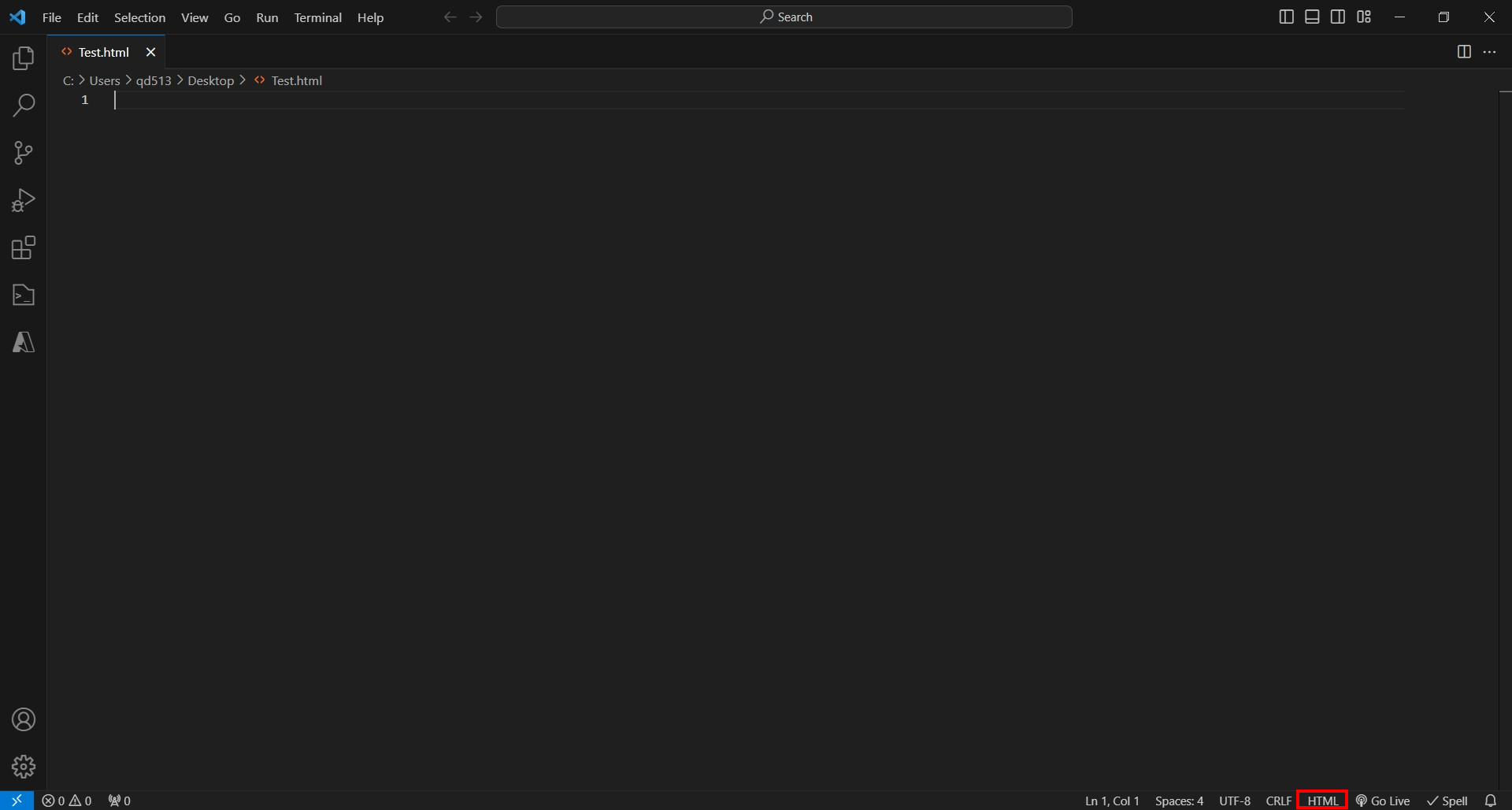 Vscode確認右下角顯示HTML